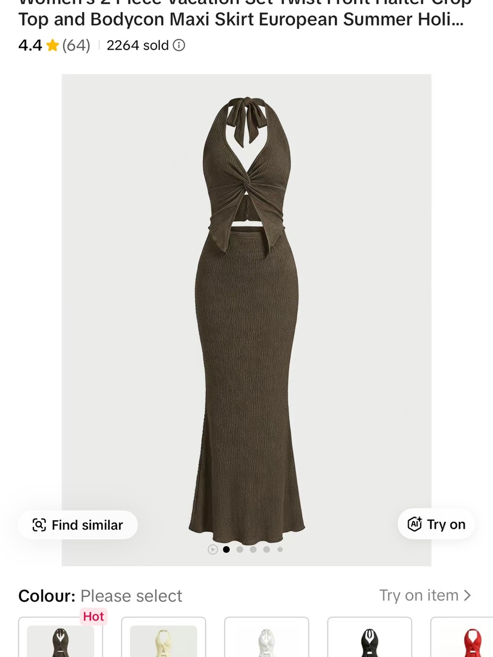 Halter Twist Front Maxi Dress in Brown